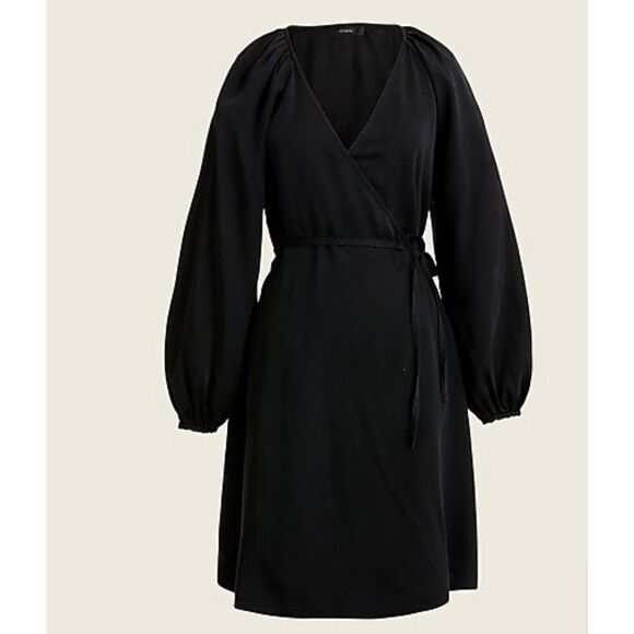J.Crew Wrap Dress Long Sleeve. Black Size XXS New - Picture 1 of 2